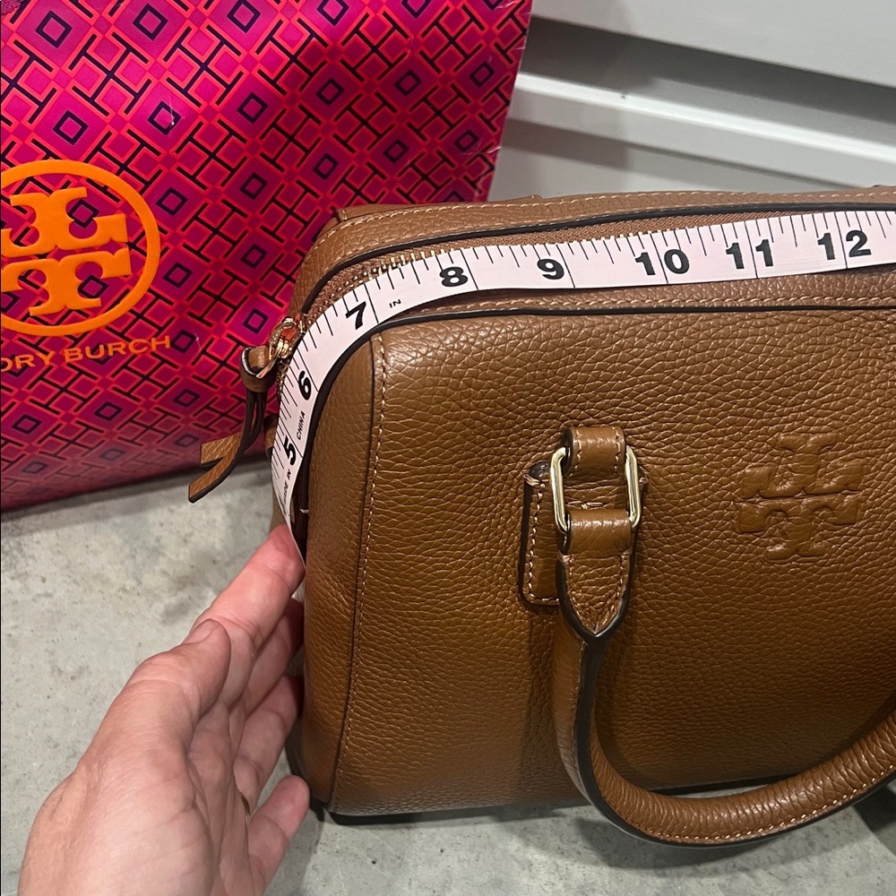 Tory Burch Tan Pebbled Leather Satchel - Picture 11 of 12
